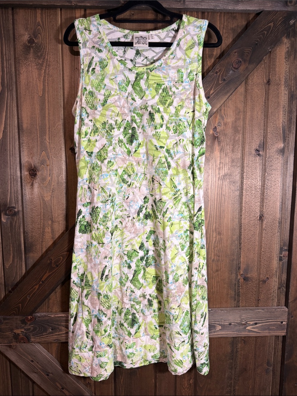Parsley & Sage Green and White Leaf-Print Mini Dress